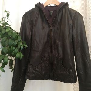 Lucky Brand - Hooded Leather Jacket
